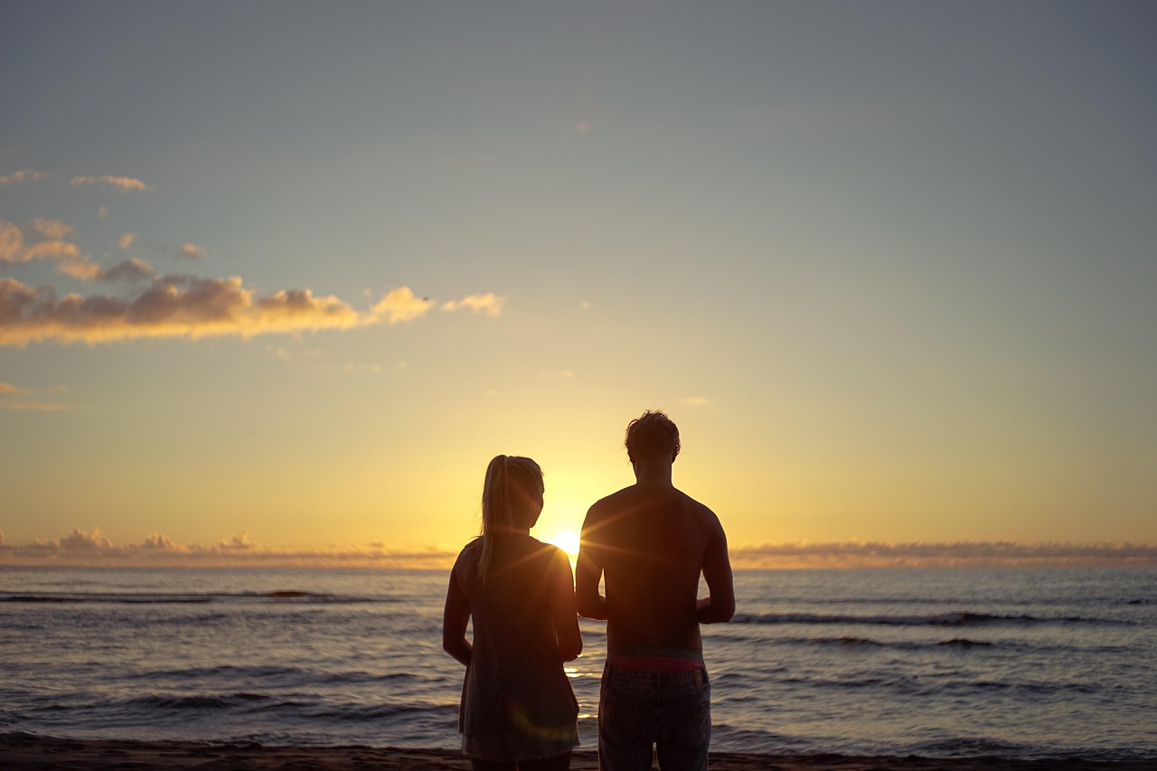 couple, sunset, beach, silhouettes, couple silhouette, pair, together, relationship, sea, ocean, water, outlook, sunrise, waterfront, couple, nature, couple, couple, couple, couple, relationship, relationship, relationship